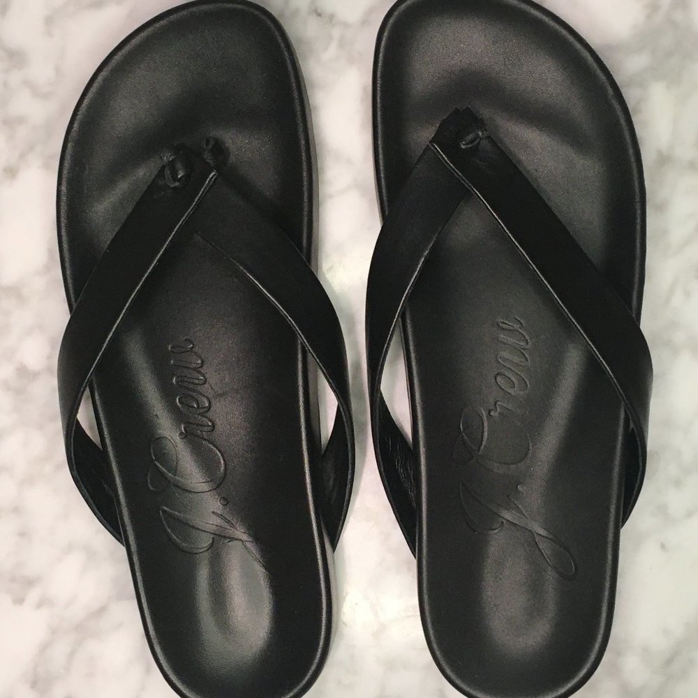 JCrew Black Pacific Leather Thong Sandals (8.5) - Like New